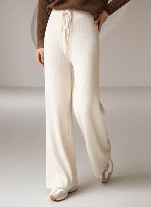 裏起毛ファーワイドニットイージーパンツ pt43356