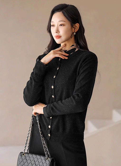 ゴールドボタンラメニットカーディガン cd43389