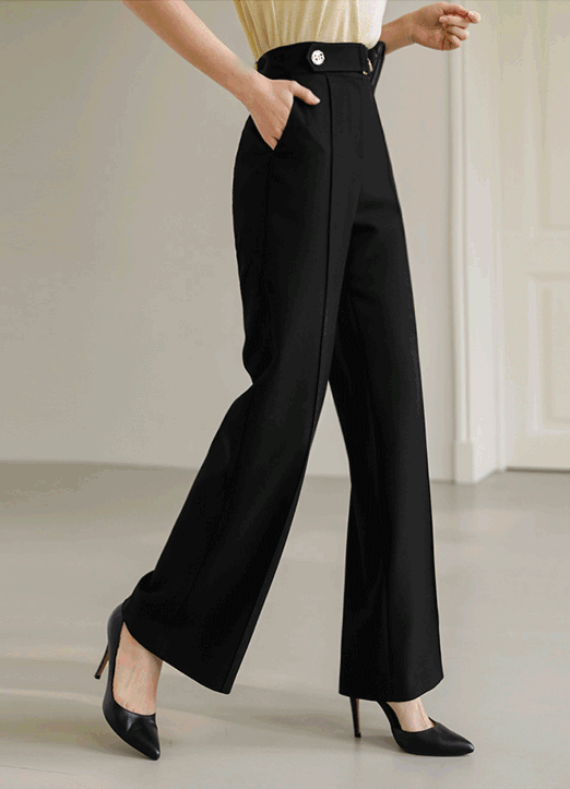 リンクルフリー ゴールドボタンワイドスラックスパンツ 小悪魔パンツvol.70