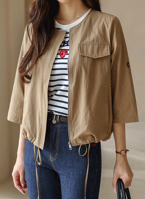 ロールアップノーカラーブルゾン jk41671