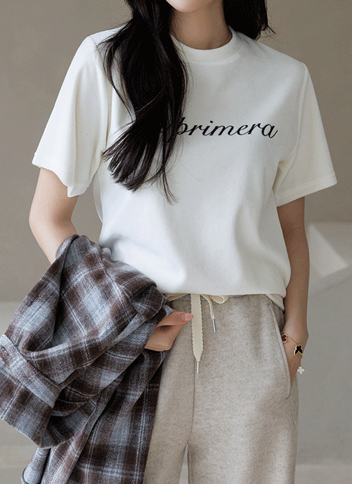 レタリングプリント半袖ベロアTシャツ43467