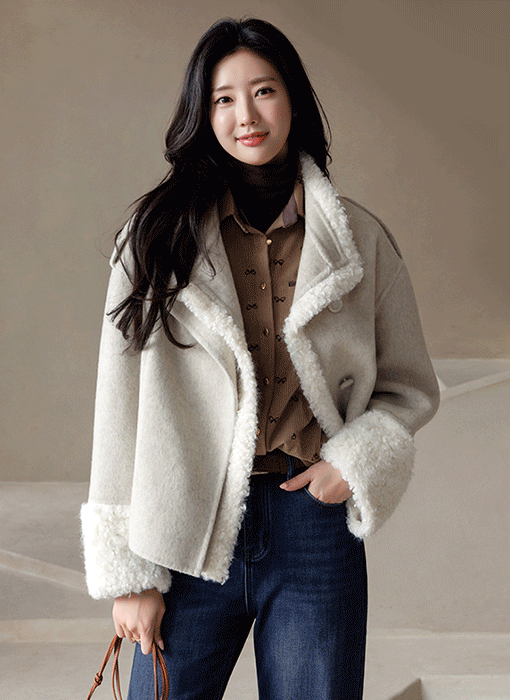 ボアファートリムウールジャケット jk43536