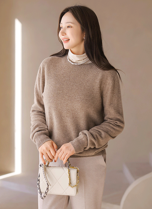 ウール100ホールガーメントメランジクルーネックニットnt43117