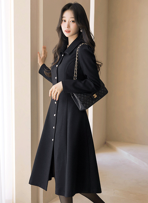 パールボタンフレアツイードワンピース op43602