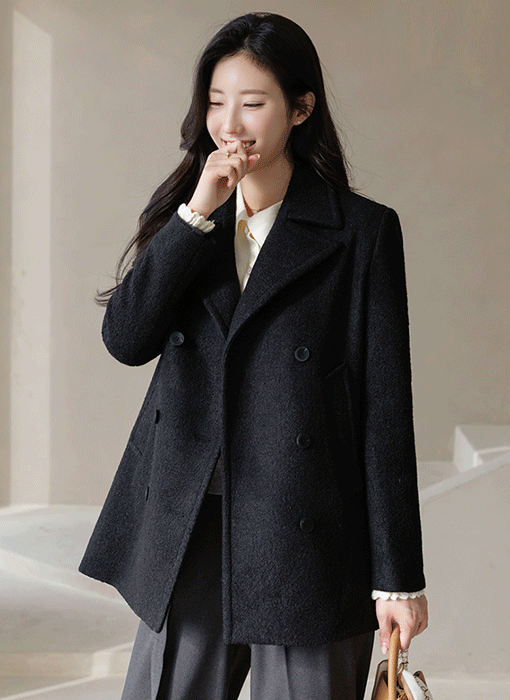 裏キルティングダブルボタン ブークレウールコート ct43623