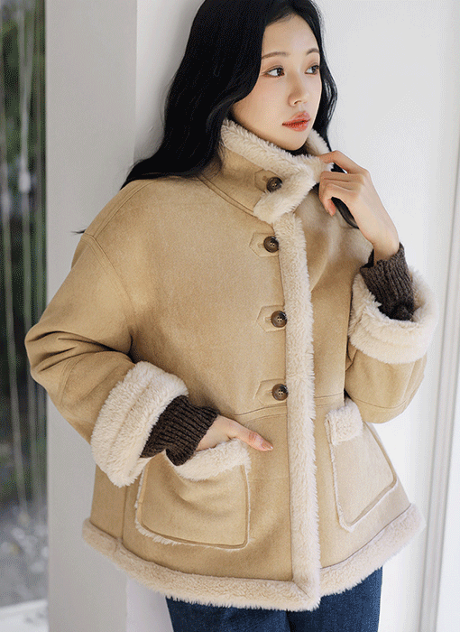 [THE ONME] 裏ファー付きムートンジャケット jk43638