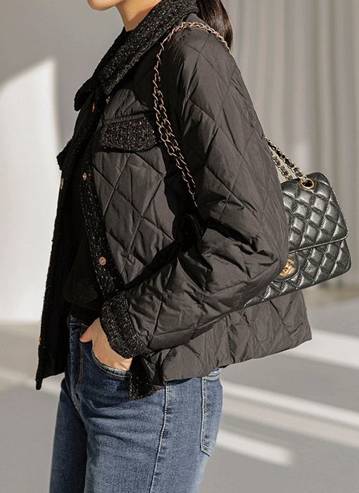 ツイード切り替え キルティングジャケット jp29729