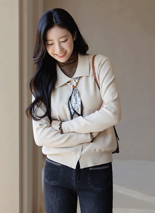 スカーフ付きニットカーディガン cd43694