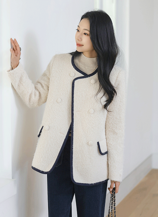 バイカラーライン ヘアリーブークレジャケット jk43735