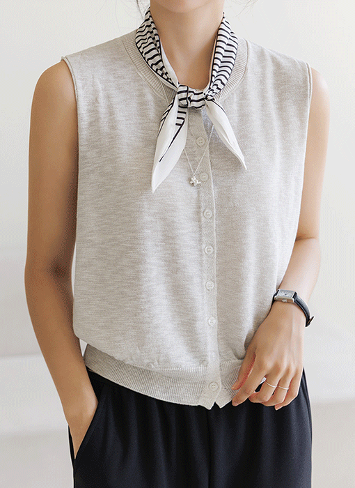 [THE ONME] スカーフSET ノースリーブラメ入り スラブニット sl40413