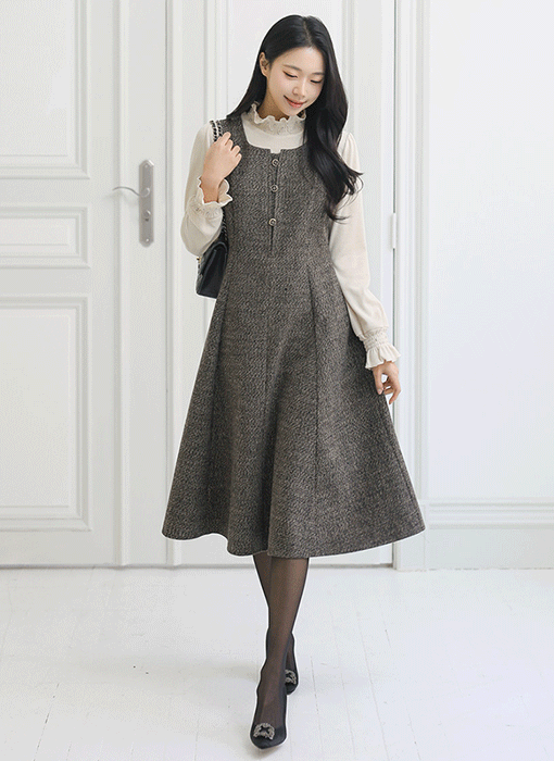 ミックスカラーフレアジャンパースカート op43879