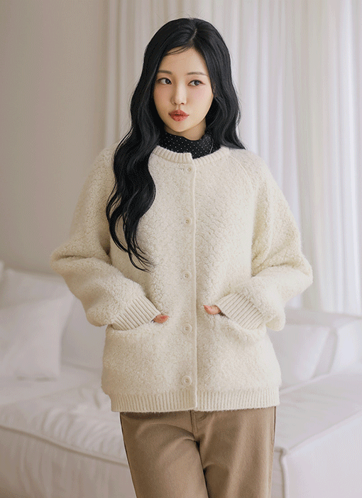 [THE ONME] ふんわりボアニットカーディガン cd43957