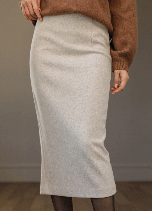 [sk12488] ウールライク起毛生地バックスリットペンシルスカート