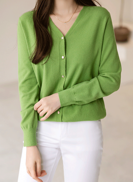 【7色展開】[Louis Angel]ゴールド釦Ⅴネックニットカーディガン cd23127