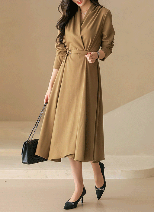 ベルト付き ラップワンピースop44140