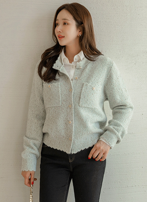 ラメ入り スカラップ ニットカーディガン cd44188