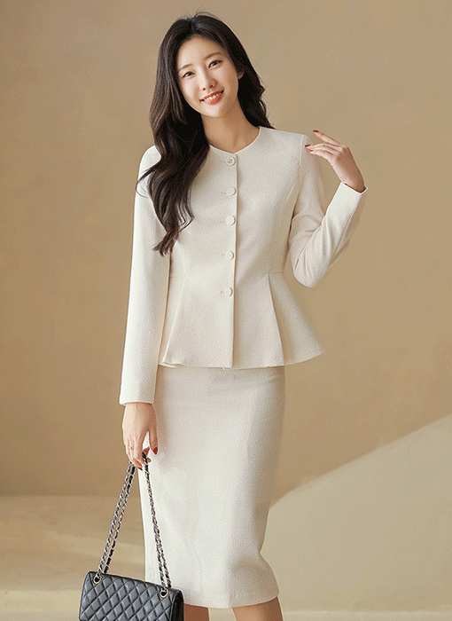 ノーカラーペプラムジャケット jk44275