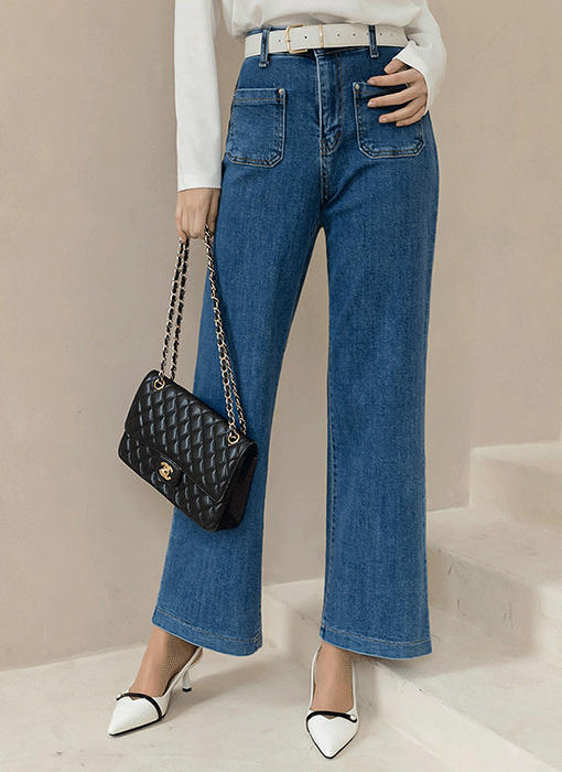 フロントポケットフレアデニムパンツ pt44356