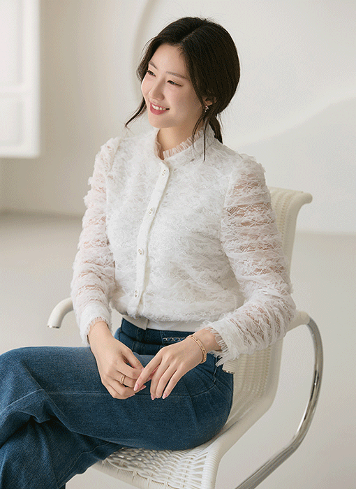 [LouisAngel] ホワイトフリルレースブルゾン jk39549