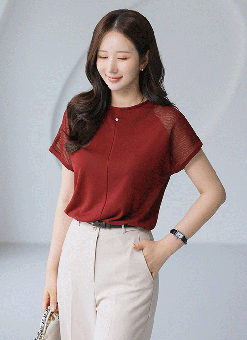 ペンダント付きメッシュドッキングニットプルオーバー nt41136