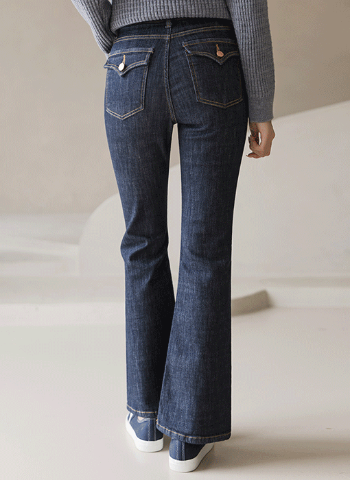 [THE ONME] フラップポケットインディゴデニムフレアパンツ pt41989