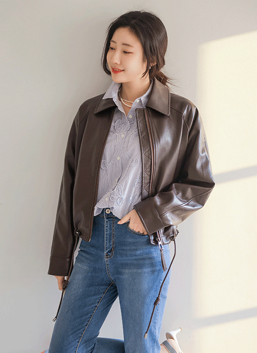 裾ドロストレザーブルゾン jk44476