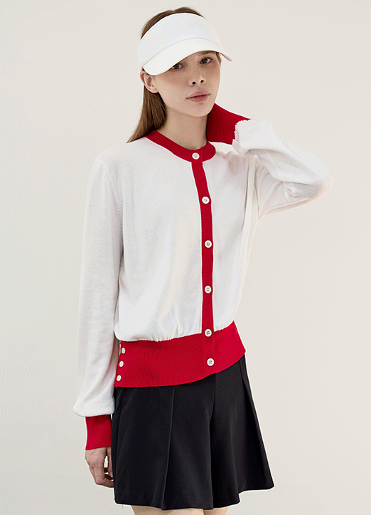 [QoG] サイドスリットバイカラーニットカーディガン cd28602