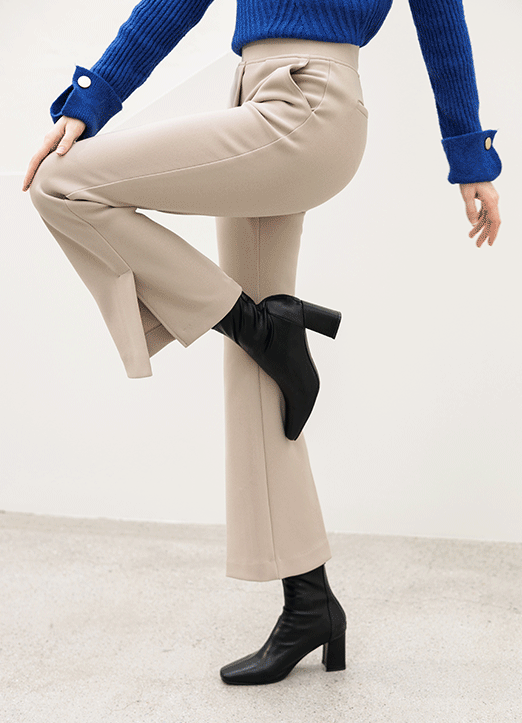 [THE ONME] サイドスリットストレッチ スリムフレアスラックス pt31060