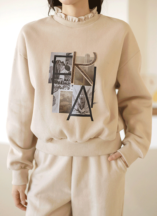 [LouisAngel] 裏起毛コラージュプリント フリルネックスウェット ts31392