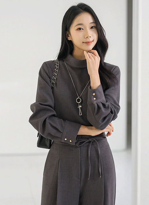 ハイネックシンプルブラウス bl43653