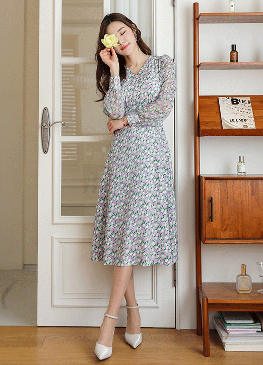 [LouisAngel] チューリップ シフォンフレアワンピース op14386