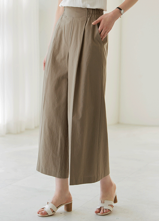 ウエストゴムワイドタックコットンパンツ pt24727