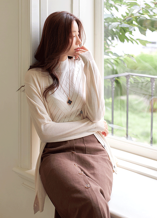 【5色展開】ソフトタッチサイドスリットⅤネックロングニットカーディガン cd27954