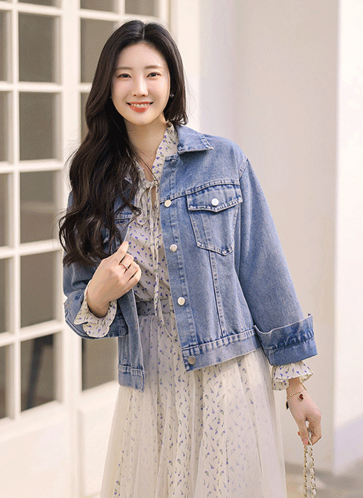 バックスパンコール刺繍デニムジャケット jk44554