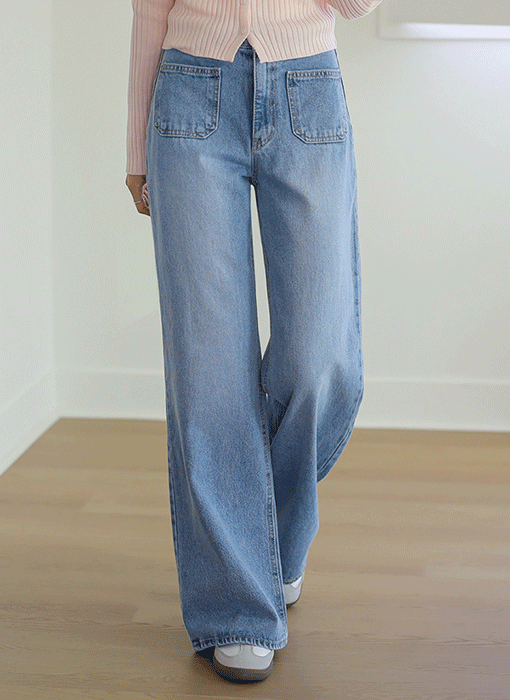 [THE ONME] フロントポケットデニムワイドパンツ pt39093