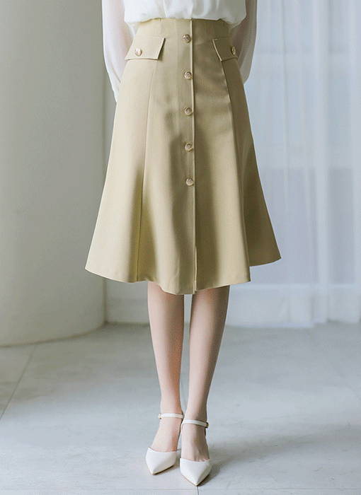 フロントボタン切り替えフレアスカート sk39345