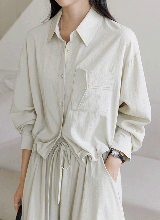[THE ONME] ビックポケット裾ドロストシャツブラウス ts39744