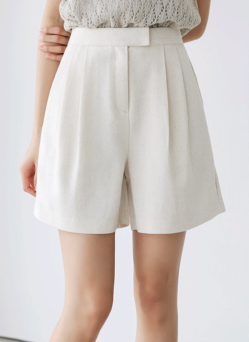 [THE ONME] ツータックリネンショートパンツ pt40908