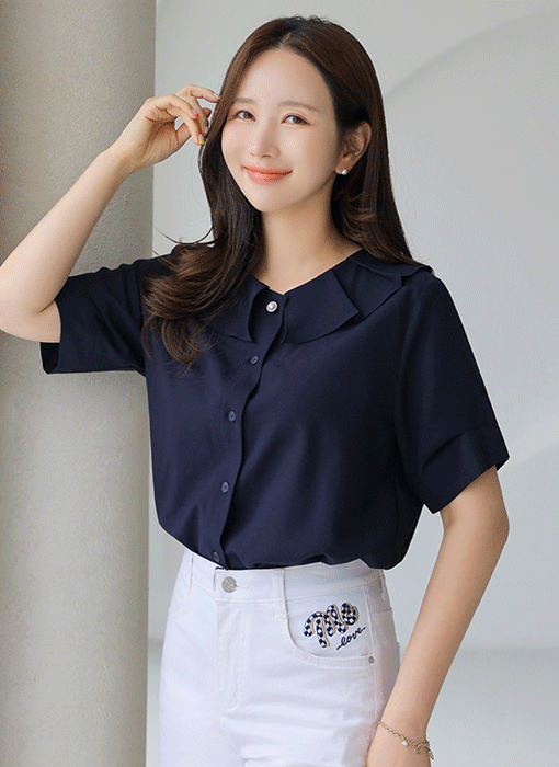 クールタッチプリーツネックタックスリーブブラウス bl41498