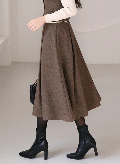 [LouisAngel] ウールブレンド タックプリーツスカートsk42658