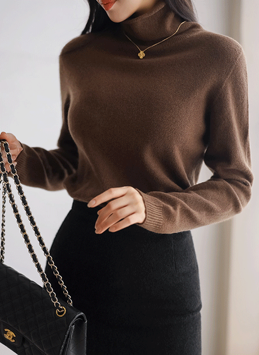 【10色展開】ウール100 ホールガーメント ルーズタートルネックニットnt43329