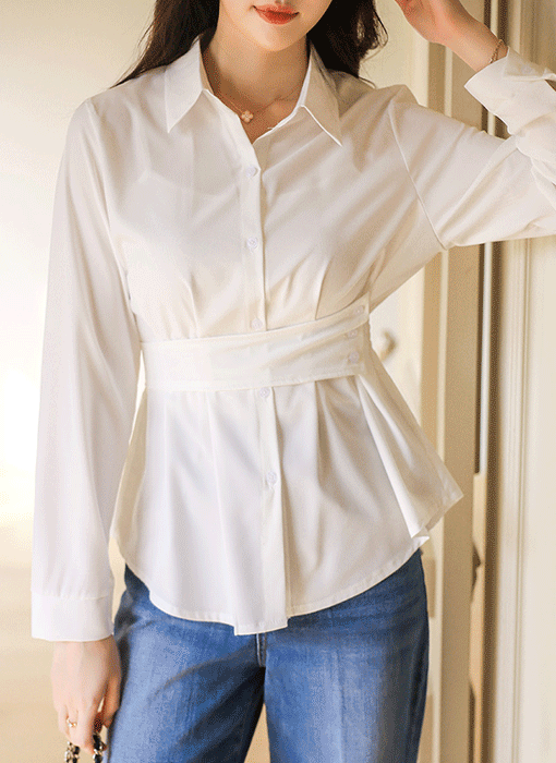 2Wayタブ付き ウエストタックブラウス bl44599