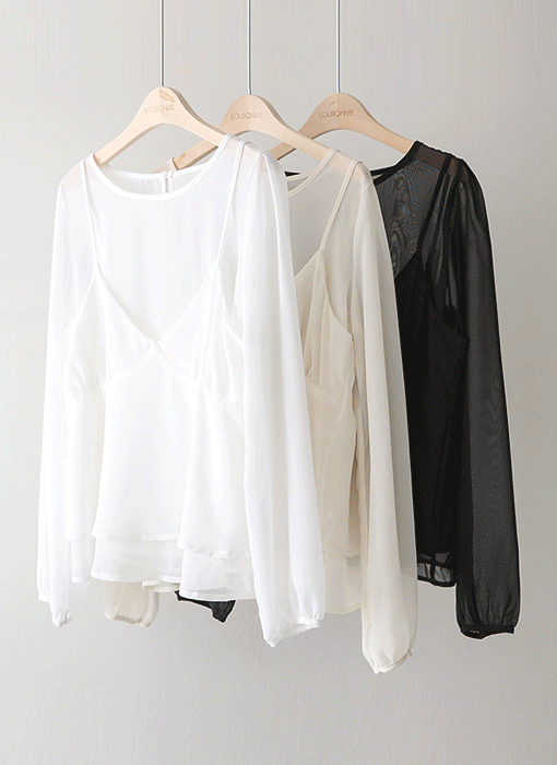 【2点特価】シアーブラウス＆キャミソールセットアップ SET44617