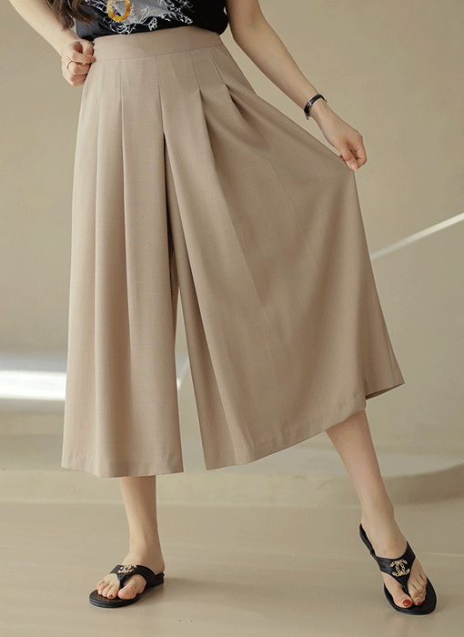 クールタッチ ロングプリーツ キュロットパンツ pt40167