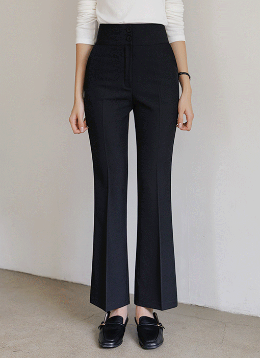 [THE ONME] ハイウエストツーボタン スリムフレアスラックス pt42265