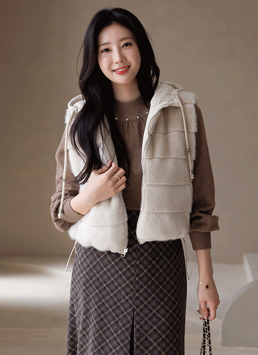 リバーシブル 2Wayフェイクファー & エコダウンフードベスト vt43671