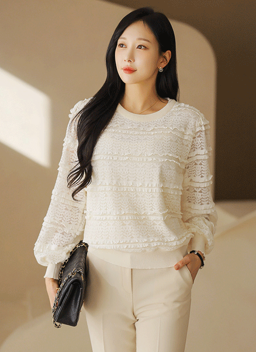 フラワーフリルレースプルオーバー bl44665