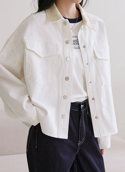 [THE ONME] コーデュロイカラー ビックポケット コットンジャケットjk38730