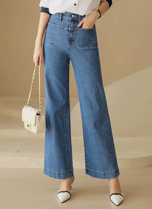 フロントポケットデニムワイドパンツ pt44740