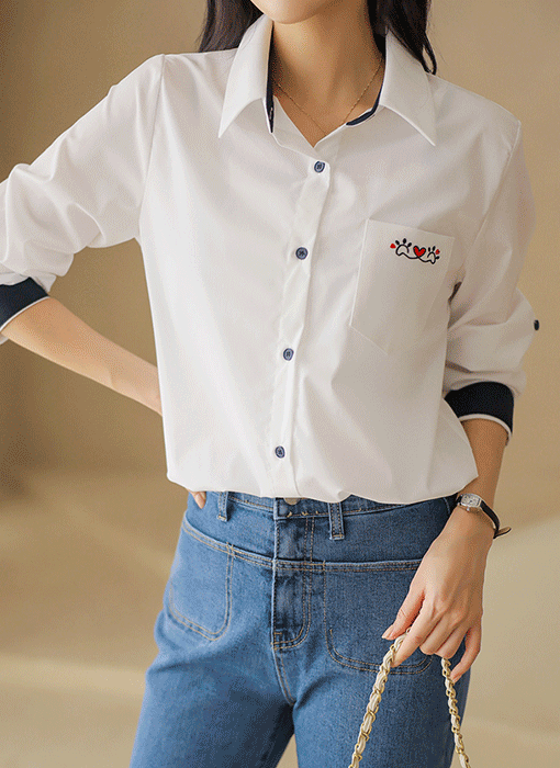 ショール付きバイカラーシャツブラウス bl44743